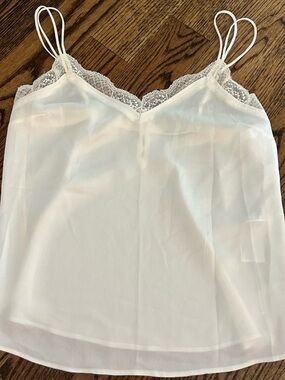 Abercrombie & Fitch White Lace Trim Satin Cami Top